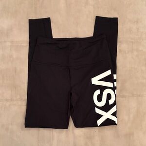 Victoria’s Secret Sport Women’s Black Workout Leggings w/ White Wording Size M